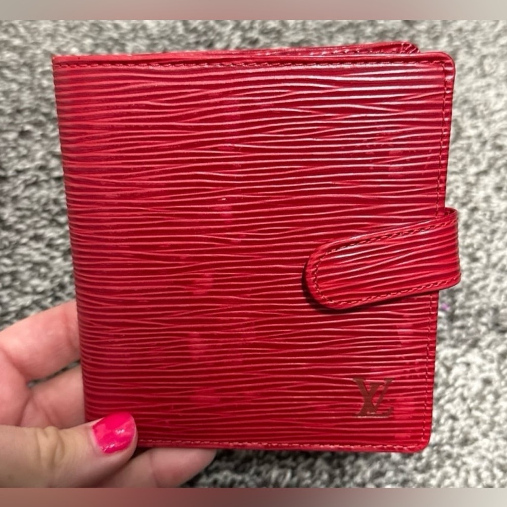 Louis Vuitton red epi leather compact wallet